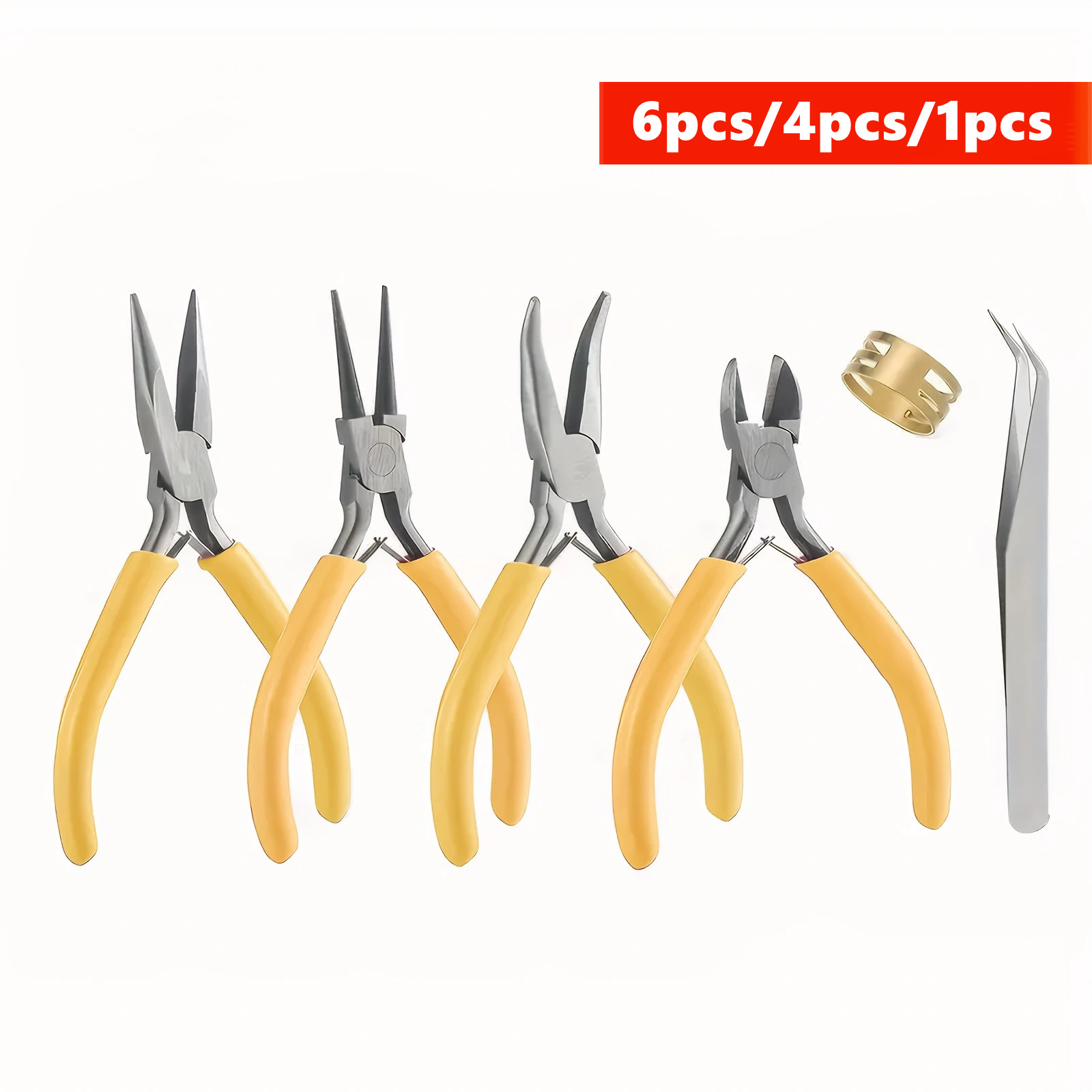 Jewelry Making Tools And Supplies - 6/4/1pcs Yellow Jewelry Making Pliers Set
